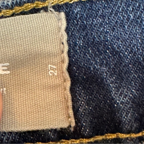 EVERLANE Women's 27 The Way High Denim Short Dark Wash Raw Hem Stretch Cotton - Picture 3 of 13